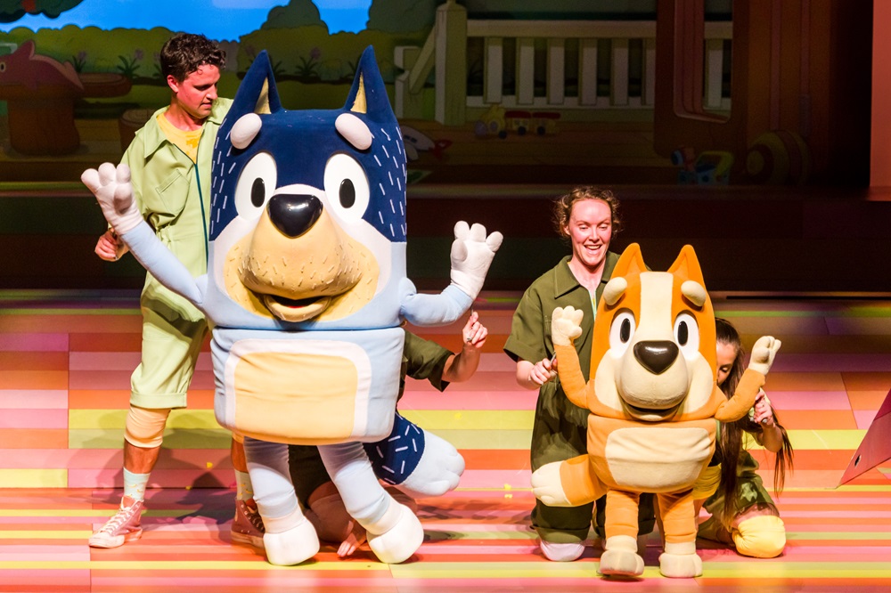 Image from Bluey's Big Play The Stage Show of Bluey and Bingo, Image credit Darren Thomas